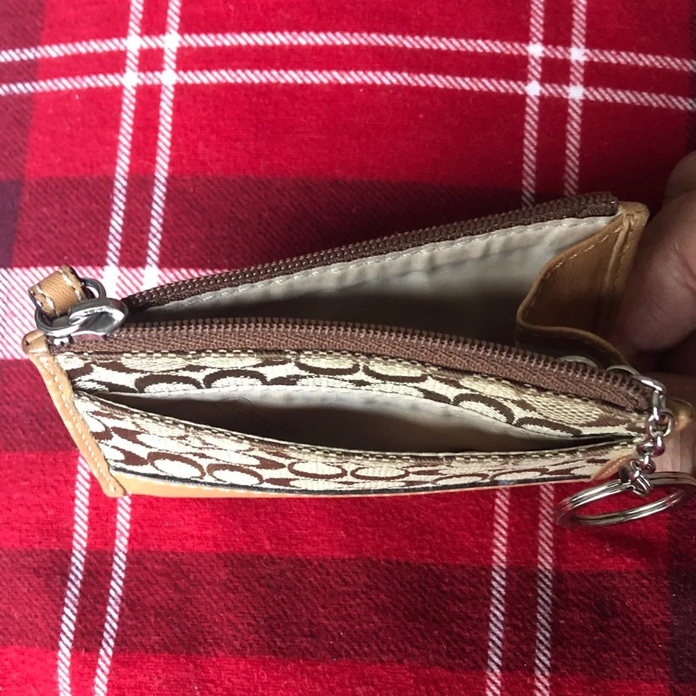 Coach Brown and Tan Signature Card Holder and Keychain - Picture 6 of 6